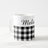 Mug Nom personnalisé du buffle noir et blanc rustique (Devant gauche)