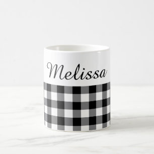 Mug Nom personnalisé du buffle noir et blanc rustique