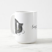 Mug Nom personnalisé du chat noir et blanc (Devant gauche)