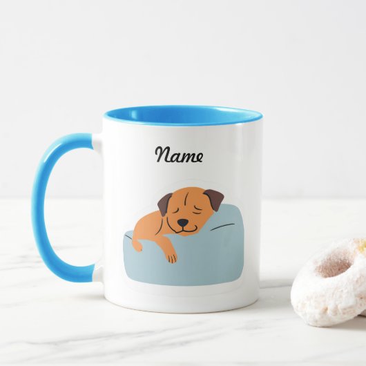Mug Nom personnalisé du chien mignon (Avec donut)