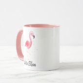 Mug Nom personnalisé du Flamant rose d'aquarelle (Devant gauche)