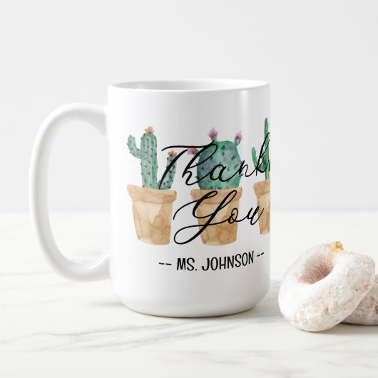Mug Nom personnalisé du Merci Cactus (Avec donut)