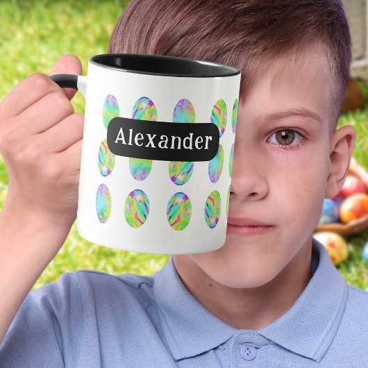 Mug Nom personnalisé du Motif d'oeufs de Pâques