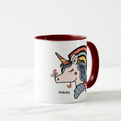 Mug Nom personnalisé du papillon Unicorn scandinave (Devant droit)