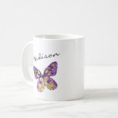 Mug Nom personnalisé du script papillon personnalisé (Devant gauche)