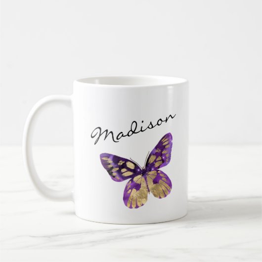 Mug Nom personnalisé du script papillon personnalisé (Gauche)