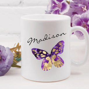Mug Nom personnalisé du script papillon personnalisé