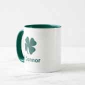 Mug Nom personnalisé du trèfle vert irlandais (Devant gauche)