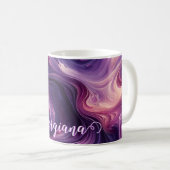 Mug Nom personnalisé Effet peinture violet vibrant (Devant droit)