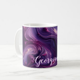 Mug Nom personnalisé Effet peinture violet vibrant