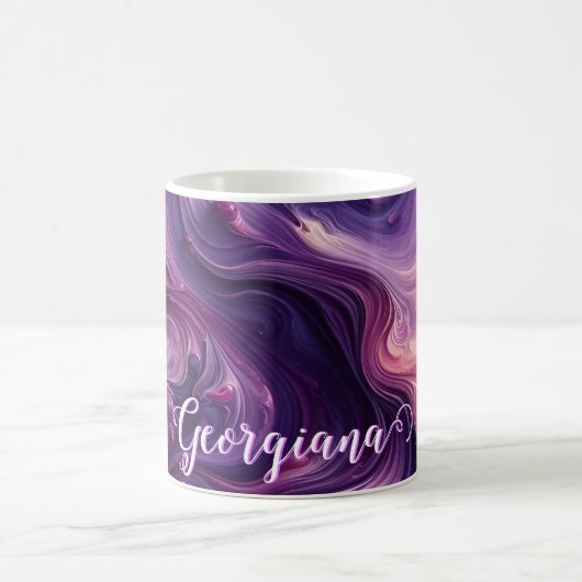 Mug Nom personnalisé Effet peinture violet vibrant (Centre)