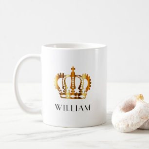 Mug Nom personnalisé Elegant Gold Crown