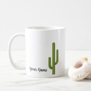 Mug Nom personnalisé Elegant Green Cactus