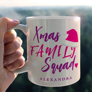 Mug Nom personnalisé en rose script Noël famille