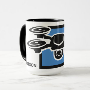 Mug Nom personnalisé et drone de texte