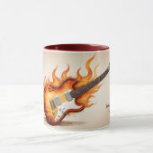Mug Nom personnalisé et guitare à flamme de texte (Centre)