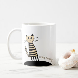 Mug Nom personnalisé et texte fou chat dame