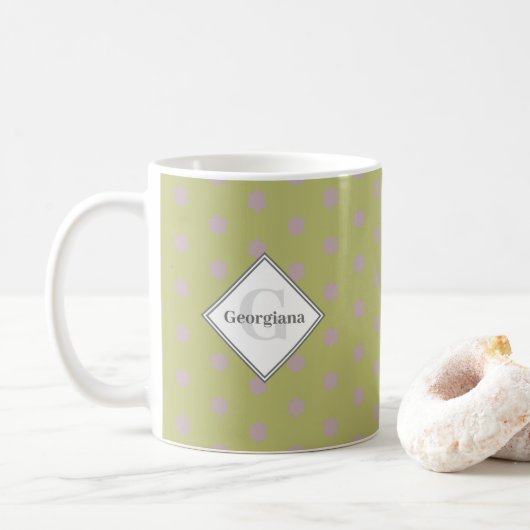 Mug Nom personnalisé Etoiles neutres géométriques chau (Avec donut)
