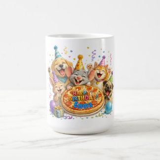 Mug Nom personnalisé Fête d'anniversaire Pizza Party A