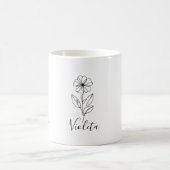 Mug Nom personnalisé Février violet Fleur de naissance (Centre)