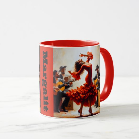 Mug Nom personnalisé Flamenco Latina Danse Danse Espag (Devant droit)