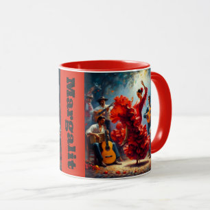 Mug Nom personnalisé Flamenco Latina Danse Espagnole