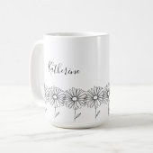 Mug Nom personnalisé Fleur de naissance marguerite d'a (Devant gauche)