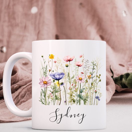 Mug Nom personnalisé fleur sauvage