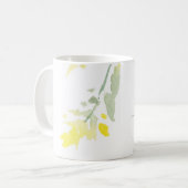 Mug Nom personnalisé Fleur sauvage d'aquarelle jaune (Devant gauche)