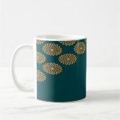 Mug Nom personnalisé floral brun sur vert pin (Gauche)