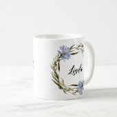 Mug Nom personnalisé Flower Wreath Aquarelle (Devant droit)