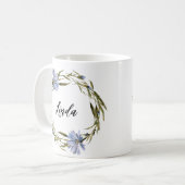 Mug Nom personnalisé Flower Wreath Aquarelle (Devant gauche)