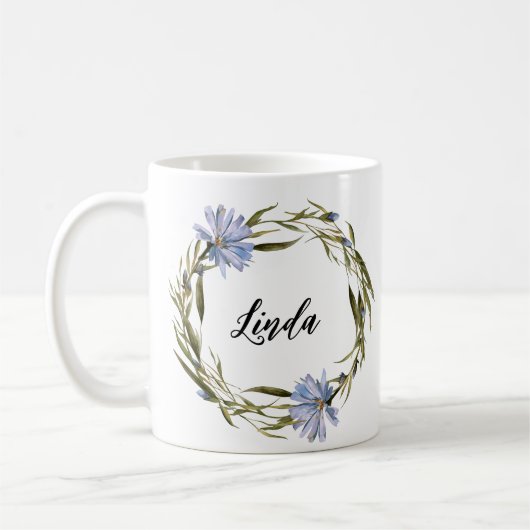 Mug Nom personnalisé Flower Wreath Aquarelle (Gauche)