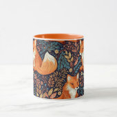 Mug Nom personnalisé Foxes et Motif de feuilles (Centre)