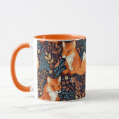 Mug Nom personnalisé Foxes et Motif de feuilles (Gauche)