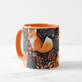 Mug Nom personnalisé Foxes et Motif de feuilles (Devant gauche)