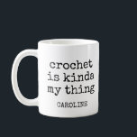 Mug Nom personnalisé Funny Crochet Lover Humour Citati<br><div class="desc">Cette tasse de café personnalisée est le cadeau parfait pour les amateurs de crochet qui aiment bien rire! Avec une citation au crochet amusante et l’option d’ajouter un nom, c’est idéal pour commencer votre journée avec un sourire en sirotant votre café et en se préparant pour votre prochain projet de...</div>