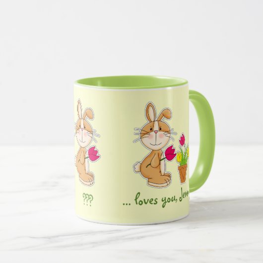 Mug Nom personnalisé Funny Lapin de Pâques Cadeau (Devant droit)
