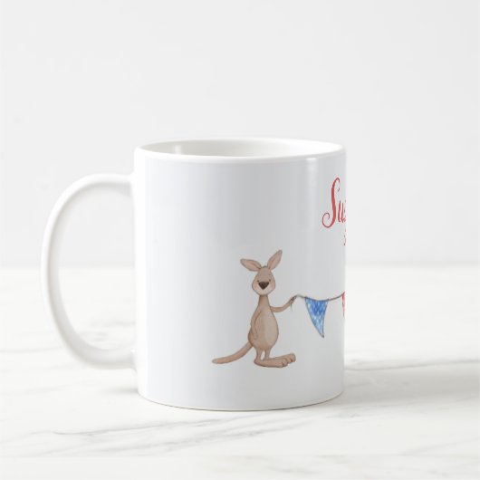 Mug Nom personnalisé Giraffe et Kangaroo Bunting drape (Gauche)