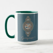 Mug Nom personnalisé Gold Turquoise Abstrait Ornamenta (Gauche)