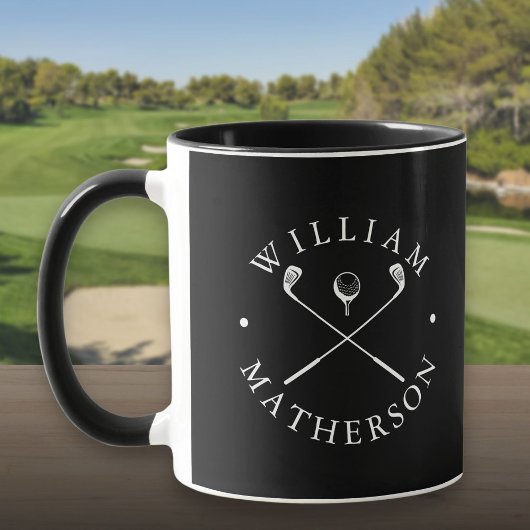 Mug Nom Personnalisé Golf Clubs Noir Et Blanc