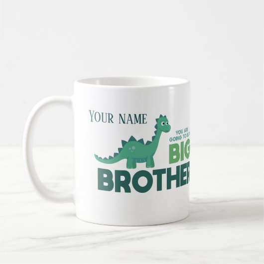 Mug Nom personnalisé grand frère faire-part dino (Gauche)