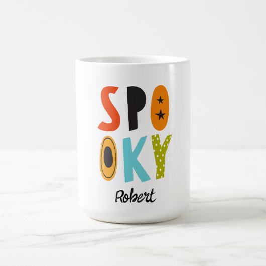 Mug Nom personnalisé Halloween effrayant (Centre)