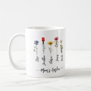 Mug Nom personnalisé Jardin de maman Fleurs sauvages d