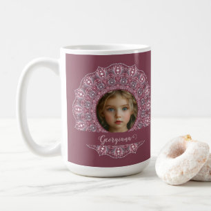 Mug Nom Personnalisé Joli rose Floral Mandala Cadre ph