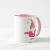 Mug Nom personnalisé jote Gnome rose Noël (Devant droit)