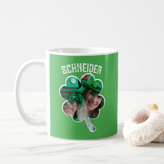 Mug Nom personnalisé Jour de la Saint Patrick photo de (Avec donut)