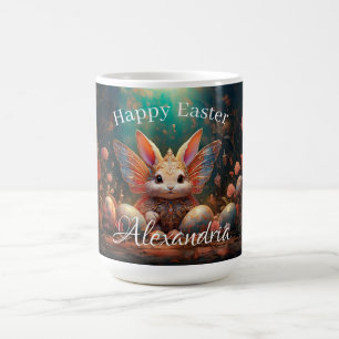 Mug Nom personnalisé Joyeux lapin de Pâques avec oeufs