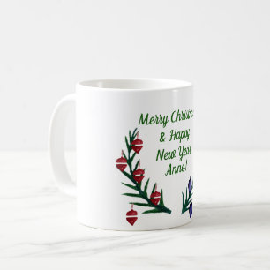 Mug Nom personnalisé Joyeux Noël et Bonne Année