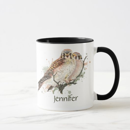 Mug Nom personnalisé Kestrel Oiseau Nature Art (Droite)